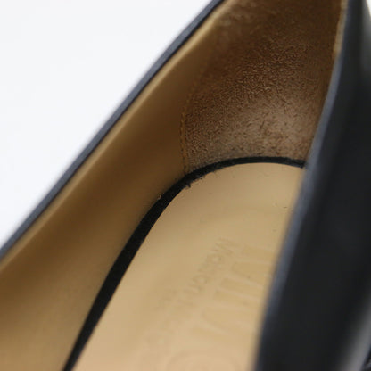 レザー プラットフォーム パンプス / チャンキーヒール ラウンドトゥ ボリュームソール