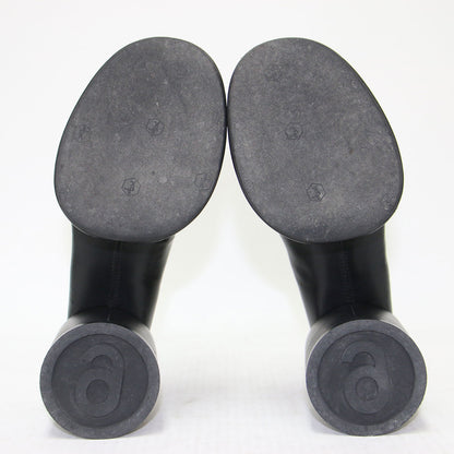 レザー プラットフォーム パンプス / チャンキーヒール ラウンドトゥ ボリュームソール