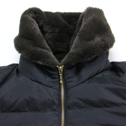 25秋冬 フェイクファー ロング ダウンコート / ジャケット 長袖 ハイネック Aライン ジップダウン