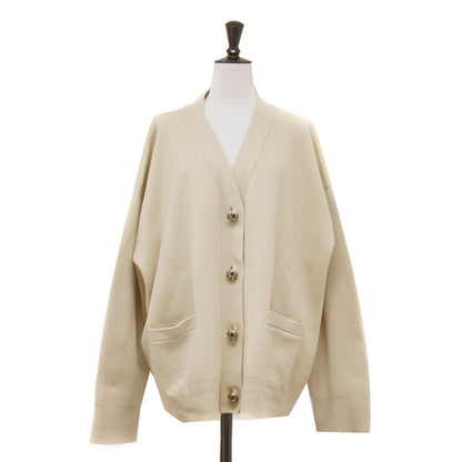 モノグラムボタン カーディガン / MONOGRAM BUTTON CARDIGAN ニット 長袖 Vネック ワイド ウール