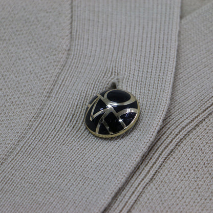モノグラムボタン カーディガン / MONOGRAM BUTTON CARDIGAN ニット 長袖 Vネック ワイド ウール