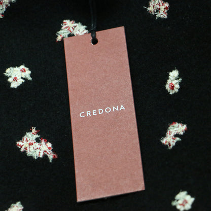 25秋冬 ウールブレンド ブークレ フラワー 刺繍 ニット ジャケット / FLOWER EMBROIDERY KNIT JACKET ボレロ 長袖 コンパクト