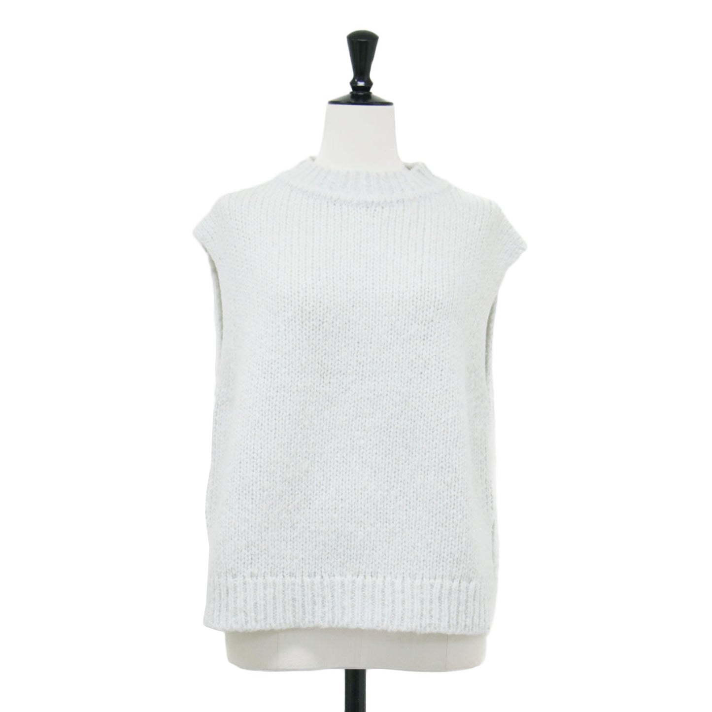 25秋冬 ラメ ニットベスト / Edwards Leone Sweater プルオーバー ノースリーブ モックネック ローゲージ ウール