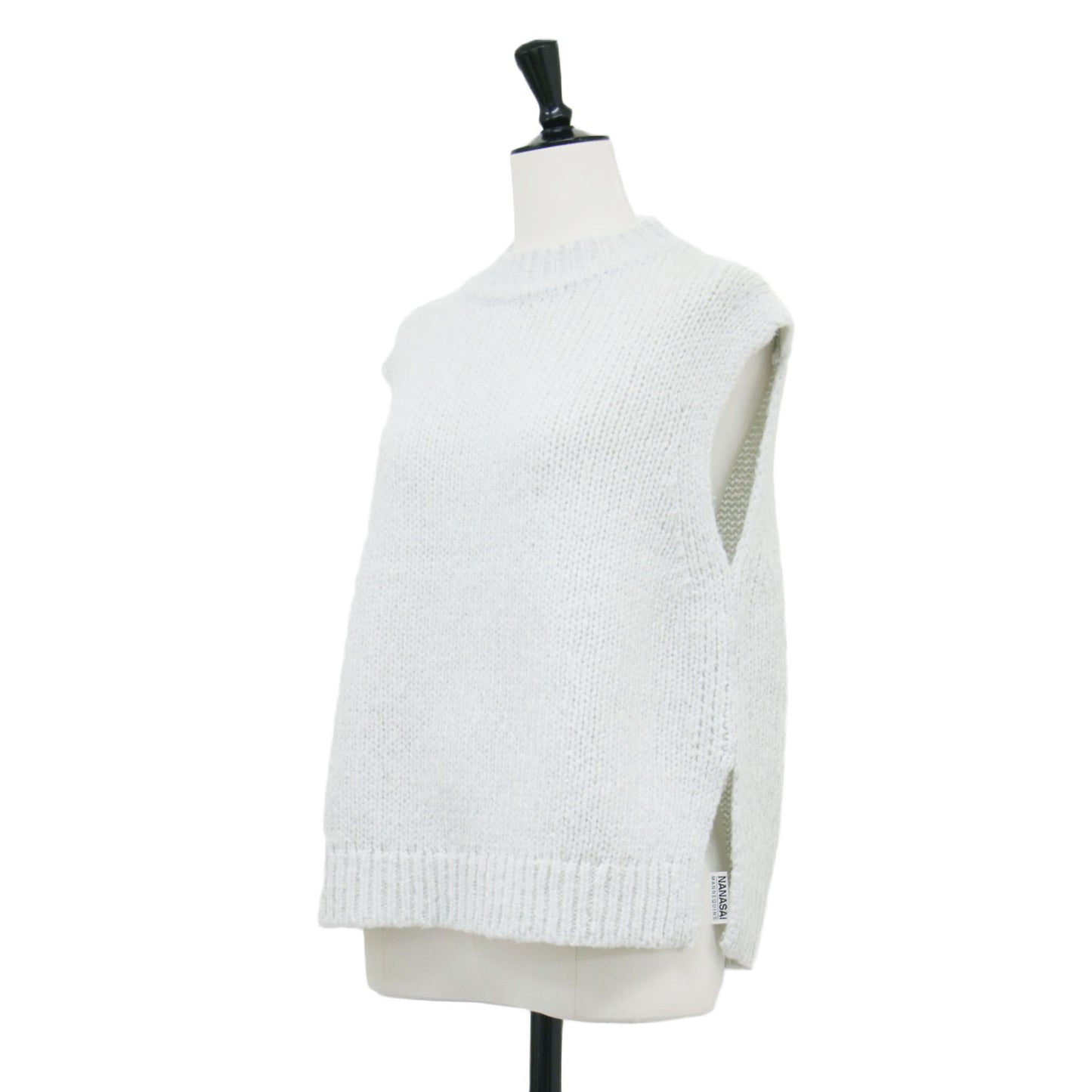 25秋冬 ラメ ニットベスト / Edwards Leone Sweater プルオーバー ノースリーブ モックネック ローゲージ ウール