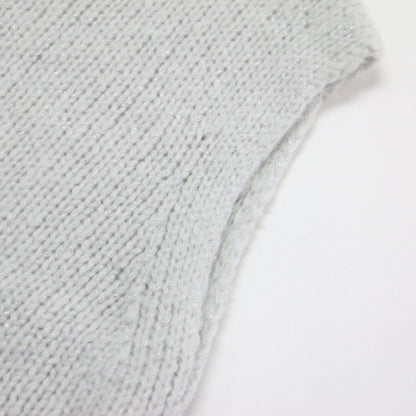 25秋冬 ラメ ニットベスト / Edwards Leone Sweater プルオーバー ノースリーブ モックネック ローゲージ ウール