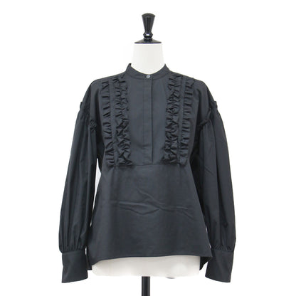 25春夏 ラグジュアリーコットン バレンタインシャツ / LUXE COTTON VALENTINE SHIRT ブラウス 長袖 ドロップショルダー フリル ピコステッチ UVカット