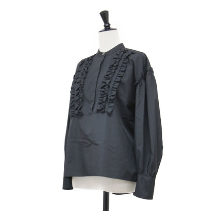 25春夏 ラグジュアリーコットン バレンタインシャツ / LUXE COTTON VALENTINE SHIRT ブラウス 長袖 ドロップショルダー フリル ピコステッチ UVカット