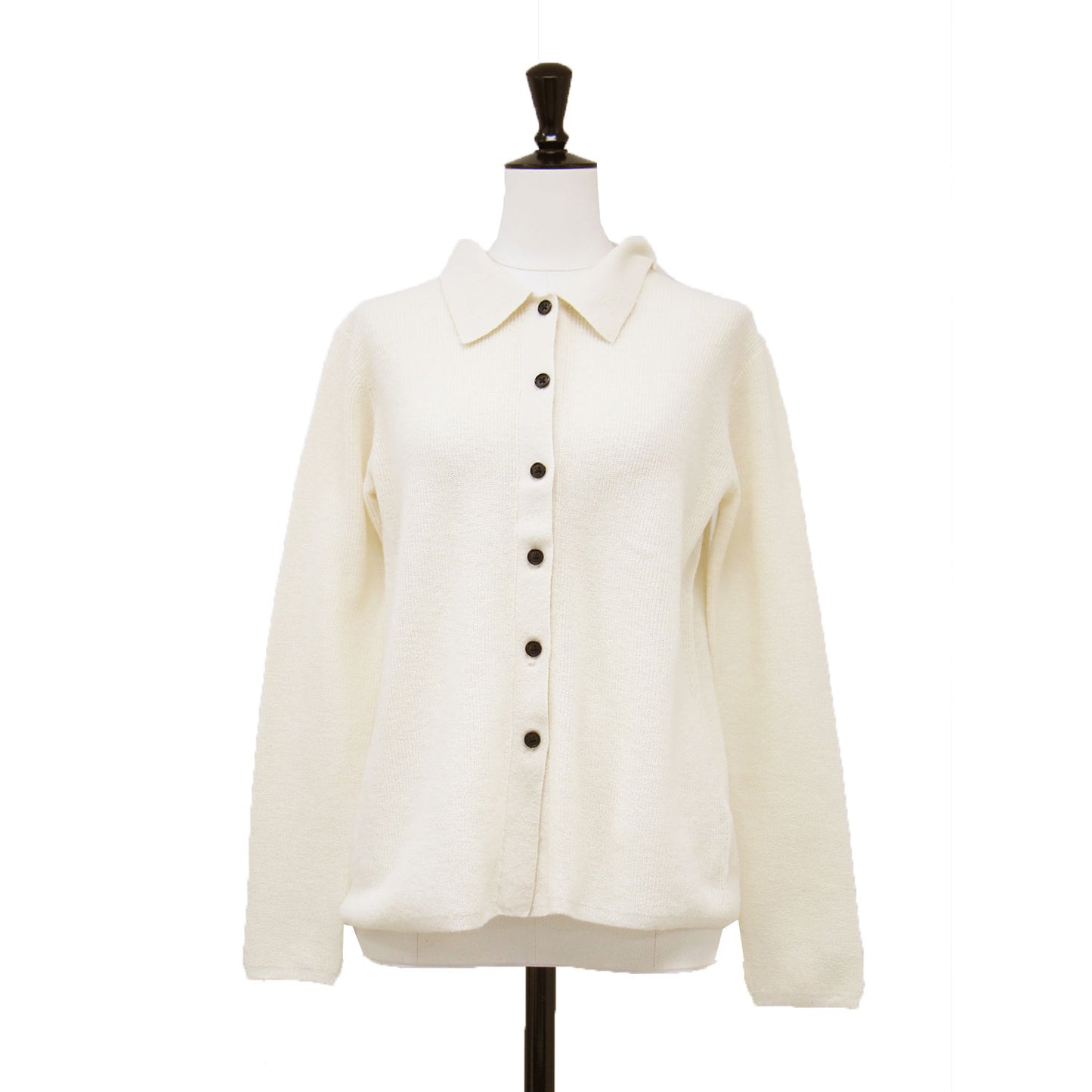 ファインアルパカ 襟付きカーディガン / 長袖 ポロカラー 襟付き ボタン ボックスシルエット