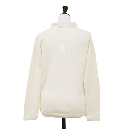 ファインアルパカ 襟付きカーディガン / 長袖 ポロカラー 襟付き ボタン ボックスシルエット