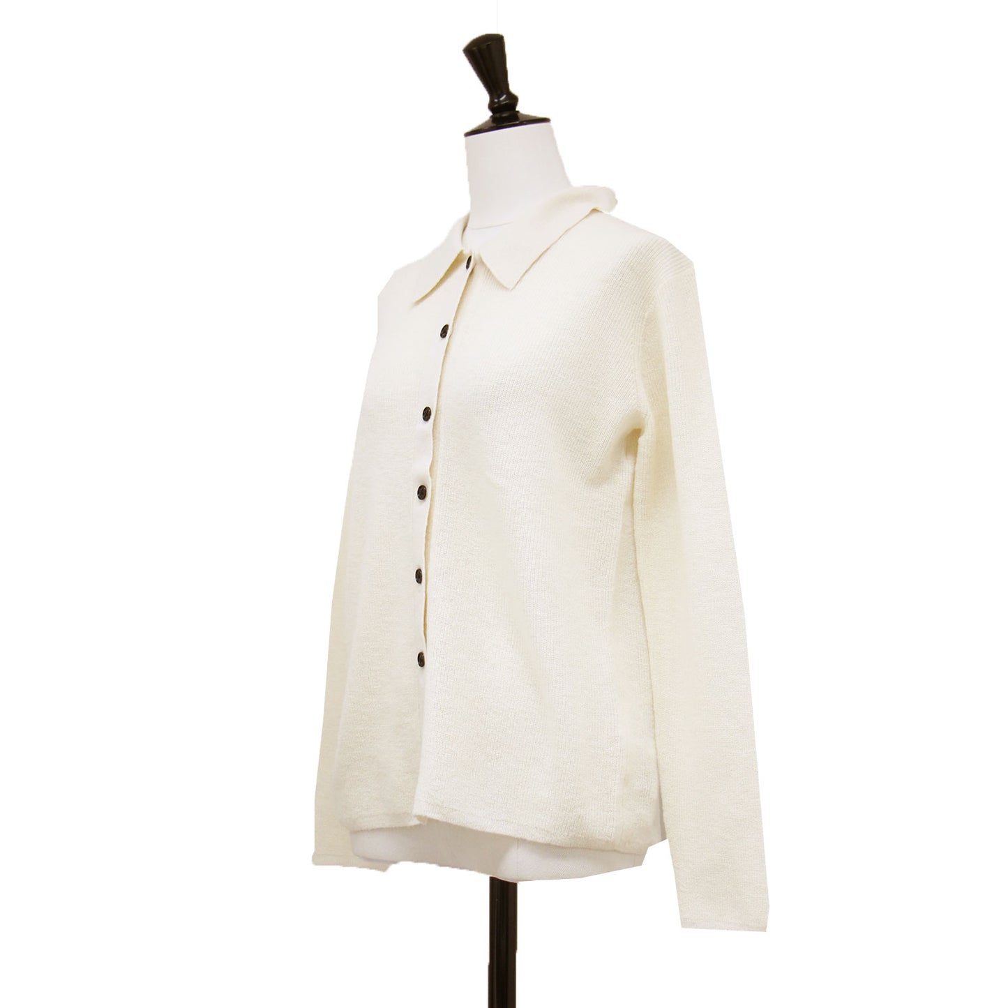 ファインアルパカ 襟付きカーディガン / 長袖 ポロカラー 襟付き ボタン ボックスシルエット