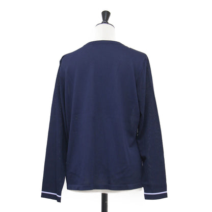 ペイズリー フラワー プリント カーディガン / ニット 長袖 クルーネック ハイゲージ