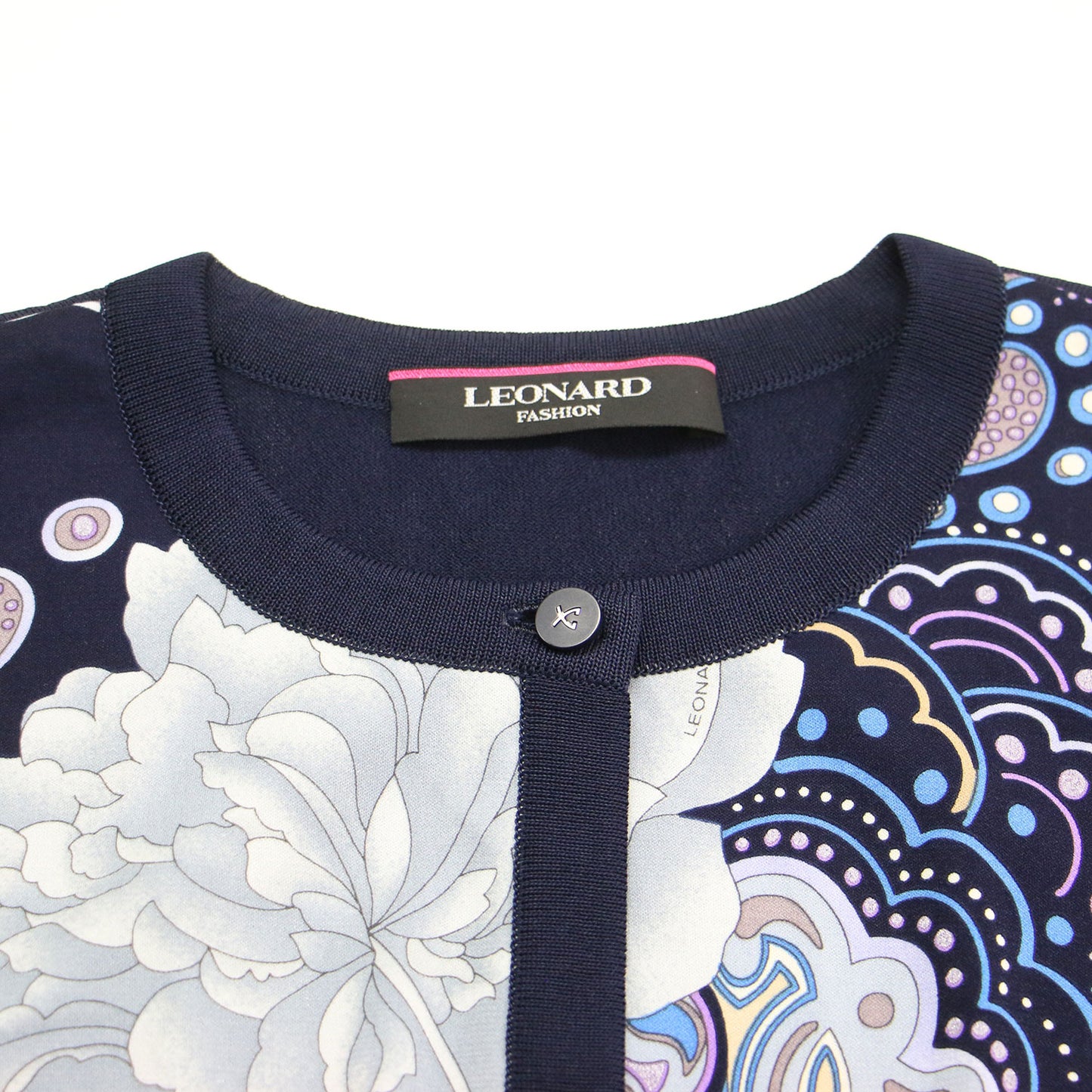 ペイズリー フラワー プリント カーディガン / ニット 長袖 クルーネック ハイゲージ