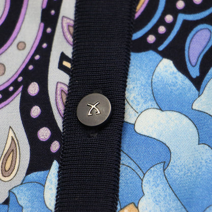 ペイズリー フラワー プリント カーディガン / ニット 長袖 クルーネック ハイゲージ