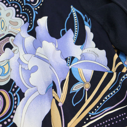 ペイズリー フラワー プリント カーディガン / ニット 長袖 クルーネック ハイゲージ