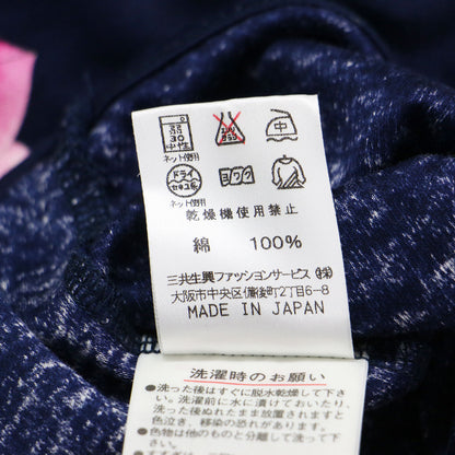 フローラルプリントTシャツ / プルオーバー ラウンドネック 半袖 ロゴ 微光沢 コットン