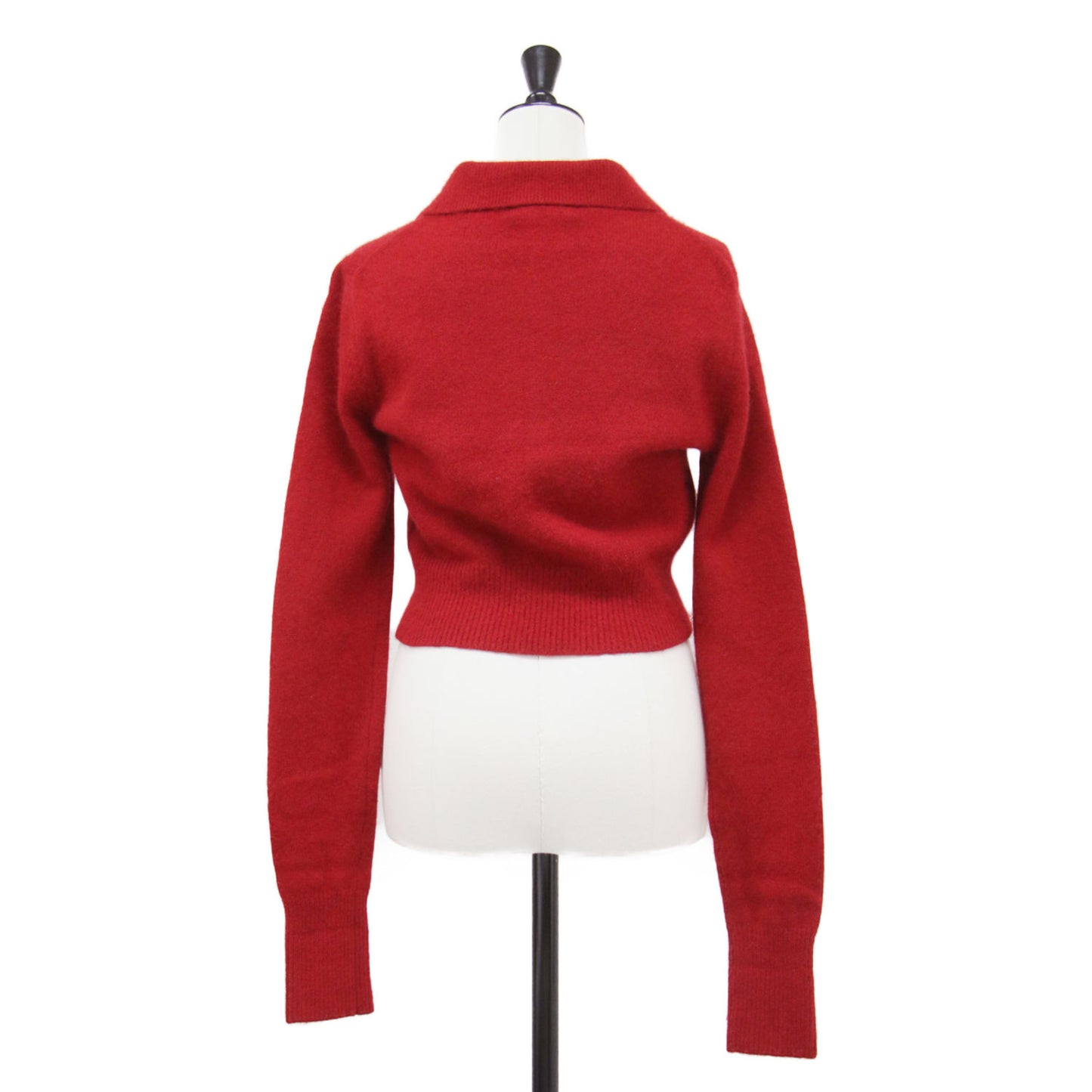24秋冬 ラクーン メタルボタン ポロニット / raccoon mix skipper KNIT プルオーバー 長袖 クロップド丈 コンパクト ウール