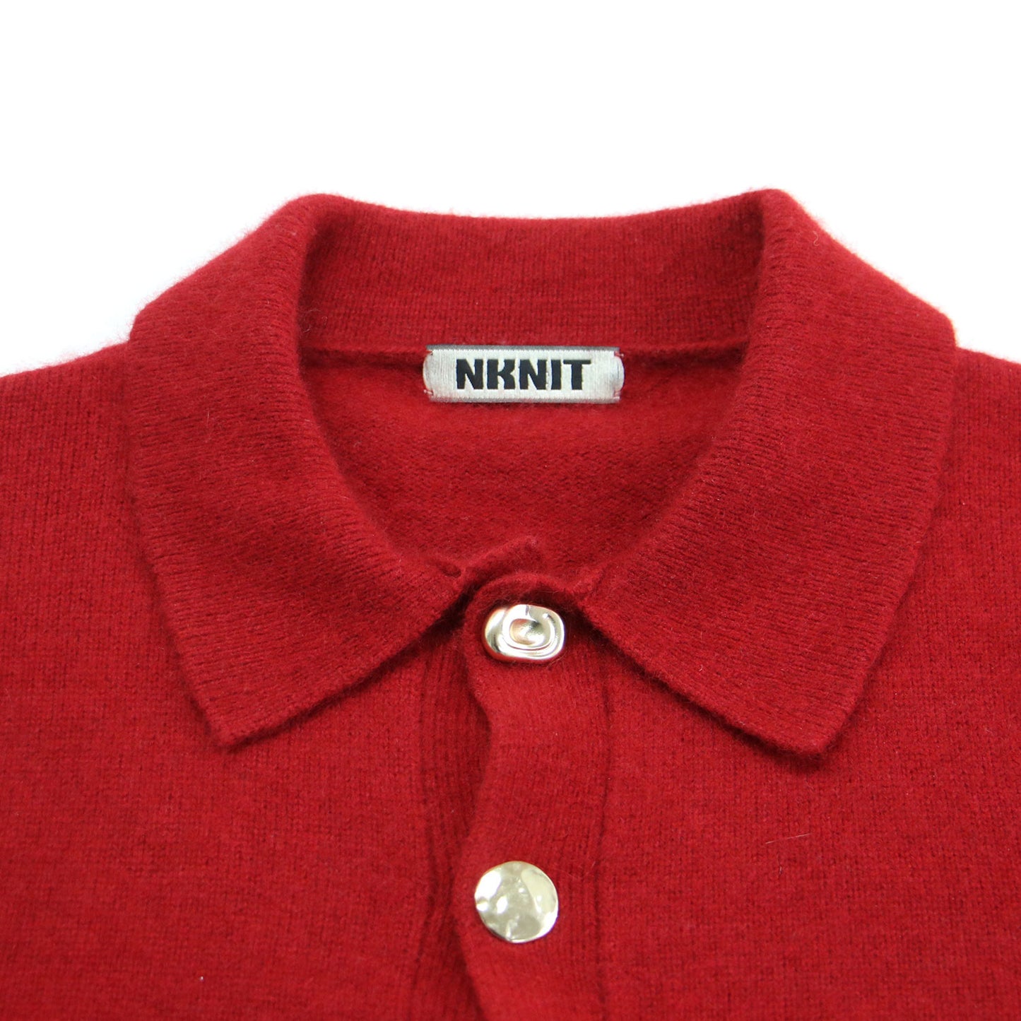 24秋冬 ラクーン メタルボタン ポロニット / raccoon mix skipper KNIT プルオーバー 長袖 クロップド丈 コンパクト ウール