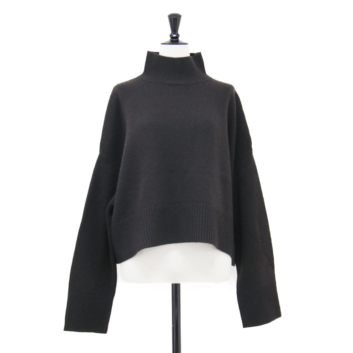 25秋冬 ウール カシミヤ タートルネック ニット / プルオーバー 長袖 ショート丈 ワイド スリット