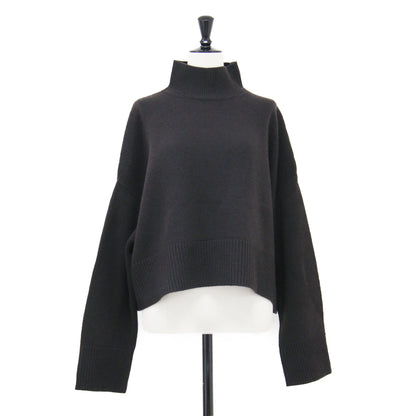 25秋冬 ウール カシミヤ タートルネック ニット / プルオーバー 長袖 ショート丈 ワイド スリット