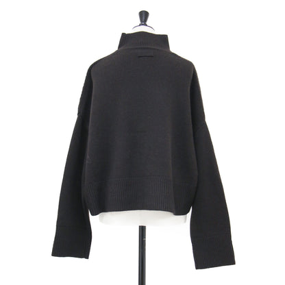 25秋冬 ウール カシミヤ タートルネック ニット / プルオーバー 長袖 ショート丈 ワイド スリット