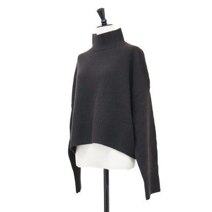 25秋冬 ウール カシミヤ タートルネック ニット / プルオーバー 長袖 ショート丈 ワイド スリット