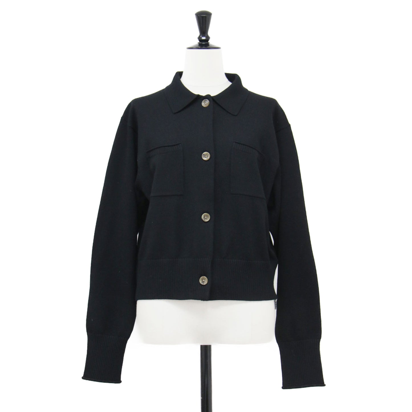 25秋冬 ポロニット カーディガン / 長袖 クロップド丈 ワイド ボリュームスリーブ