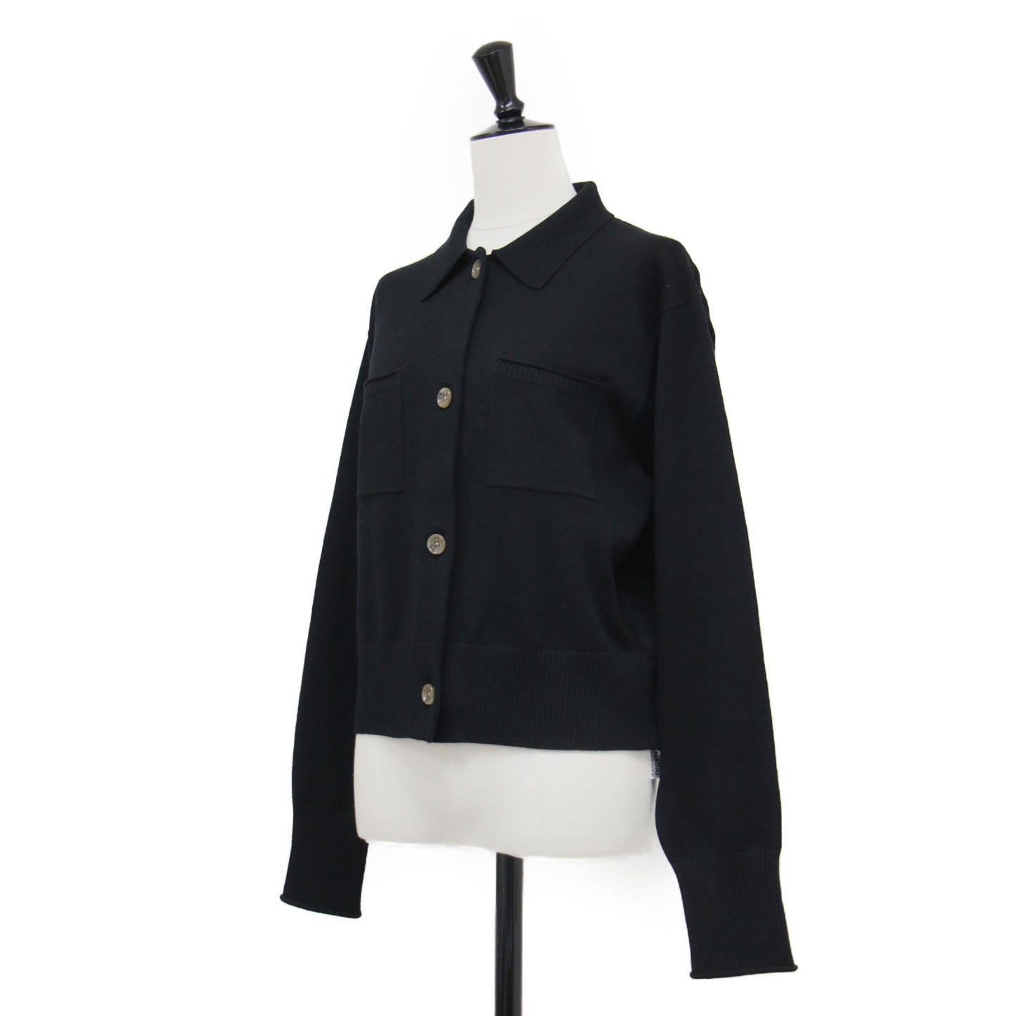 25秋冬 ポロニット カーディガン / 長袖 クロップド丈 ワイド ボリュームスリーブ