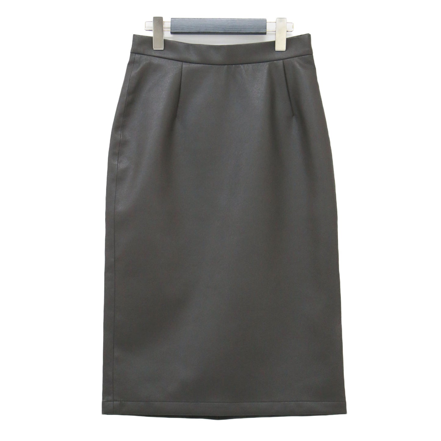 24秋冬 フェイクレザー タイトスカート / ストレート ミディ丈 スリット