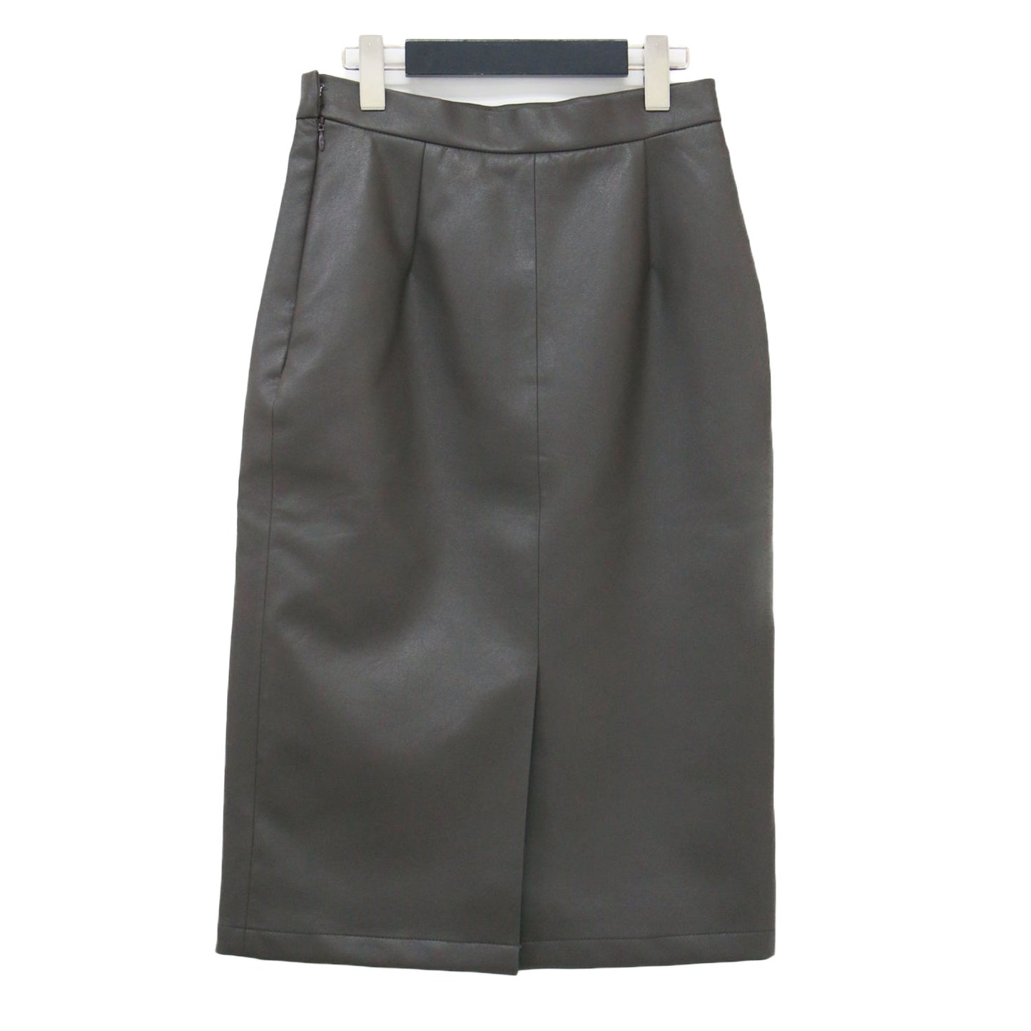 24秋冬 フェイクレザー タイトスカート / ストレート ミディ丈 スリット