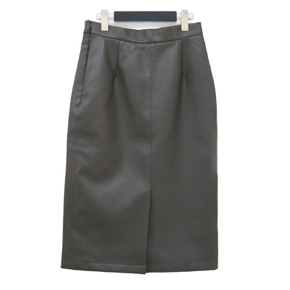 24秋冬 フェイクレザー タイトスカート / ストレート ミディ丈 スリット