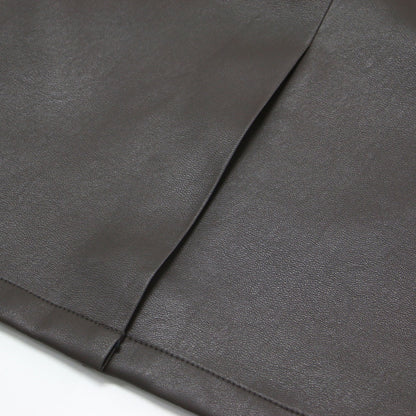 24秋冬 フェイクレザー タイトスカート / ストレート ミディ丈 スリット