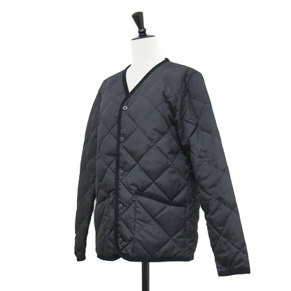 シティ パイピングVネック ダウンカーディガン / コート ミドル丈 長袖 キルティング ボタンダウン フロントポケット