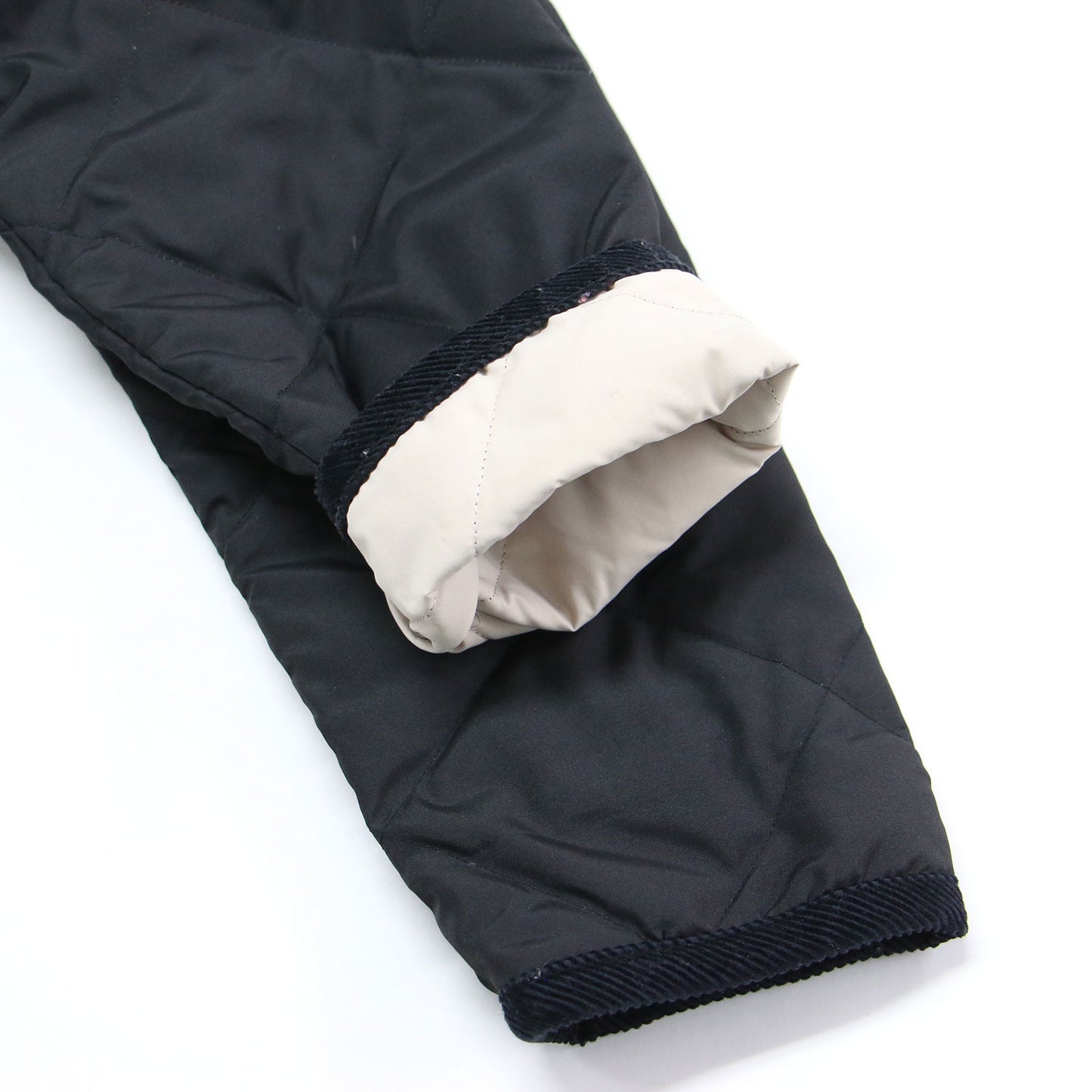 シティ パイピングVネック ダウンカーディガン / コート ミドル丈 長袖 キルティング ボタンダウン フロントポケット