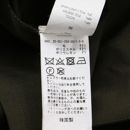 20秋冬 ウール ビックカラーシャツ / ブラウス 長袖 ボタンダウン ケープ風 ストレッチ