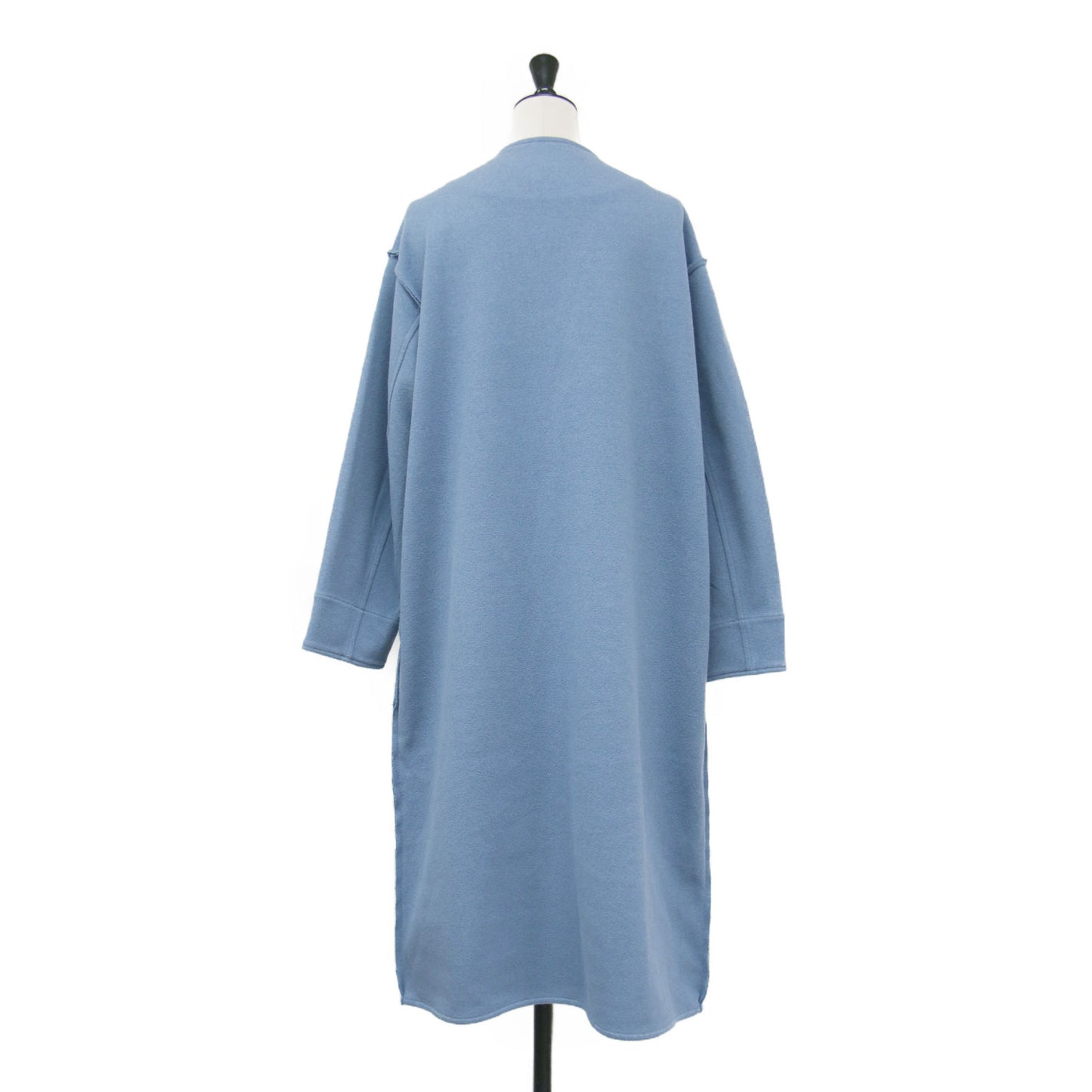 21春夏 ブークレージャージー ジップアップコート / 長袖 ロング丈 ノーカラー Vネック ドロップショルダー ストレートシルエット コットン