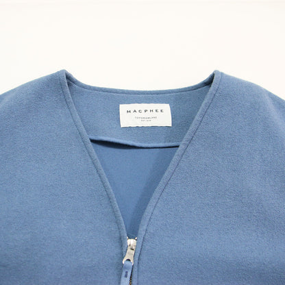21春夏 ブークレージャージー ジップアップコート / 長袖 ロング丈 ノーカラー Vネック ドロップショルダー ストレートシルエット コットン