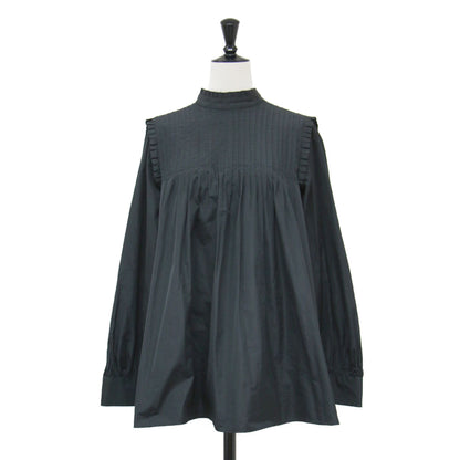 22秋冬 ハイネック ダーツ タックブラウス / Blouse 長袖 フリル Aライン フレア