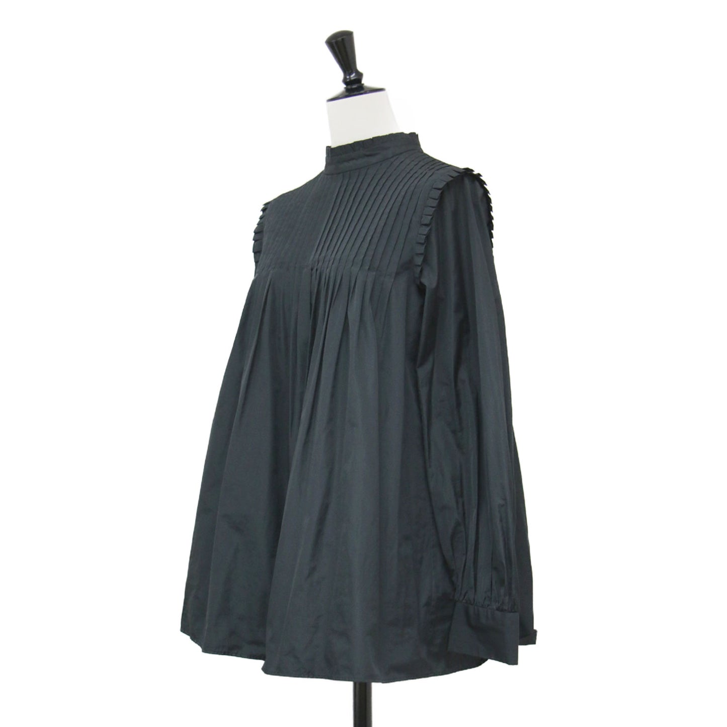 22秋冬 ハイネック ダーツ タックブラウス / Blouse 長袖 フリル Aライン フレア