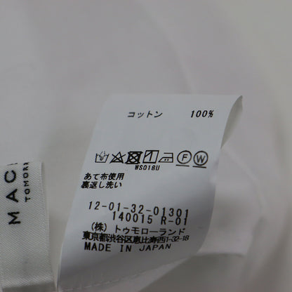 23春夏 コットンブロード バンドカラー クロップドシャツ / ブラウス 5分袖 ワイド 比翼ボタン