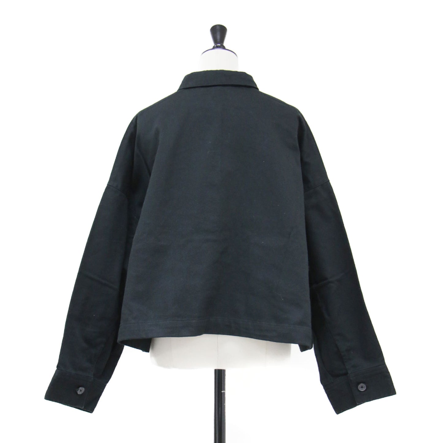 24春夏 ワイドショートジャケット / シャツ オーバーサイズ 長袖 ドロップショルダー ボタンダウン コットン リネン