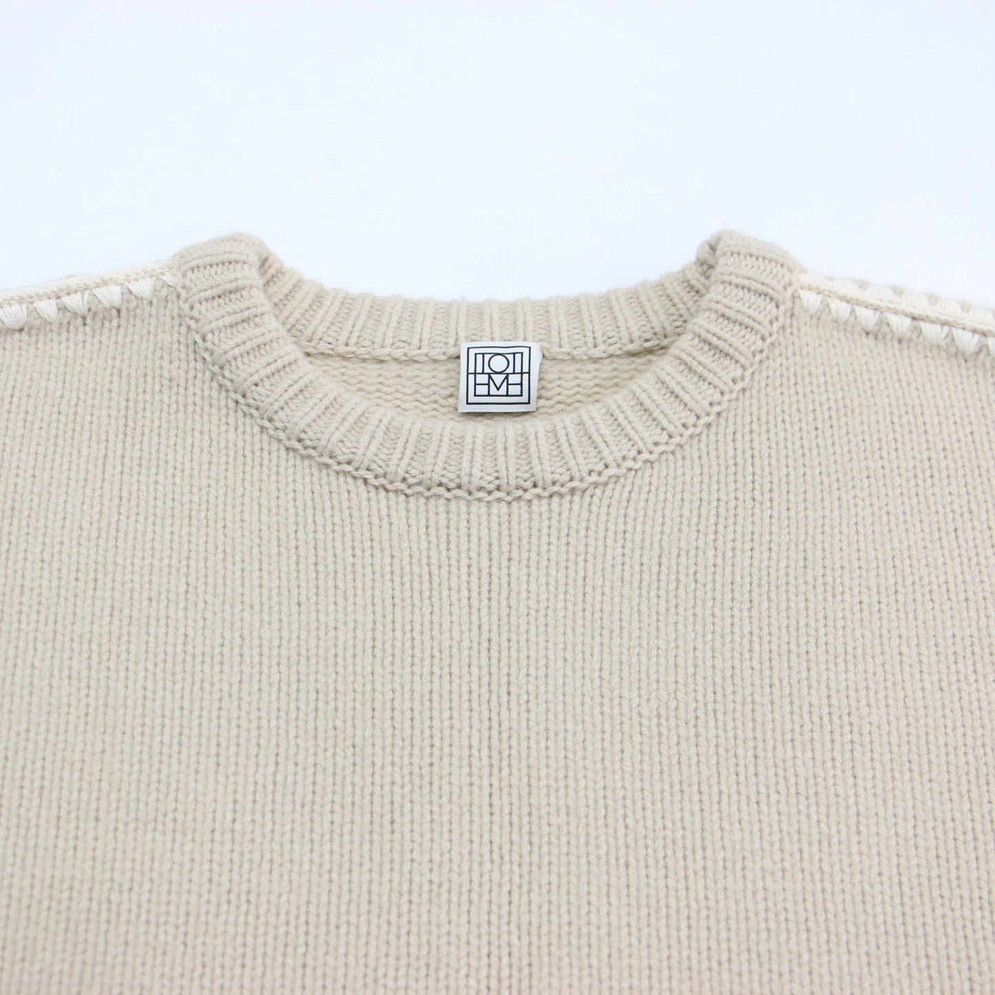 25秋冬 ローゲージ 刺繍 プルオーバー / ニット 長袖 クルーネック ワイド ウール