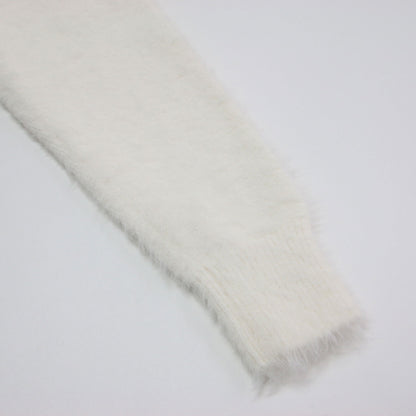 パールボタン フェザー Vネック カーディガン / ニット 長袖 2WAY ドロップショルダー コンパクト