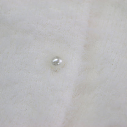 パールボタン フェザー Vネック カーディガン / ニット 長袖 2WAY ドロップショルダー コンパクト