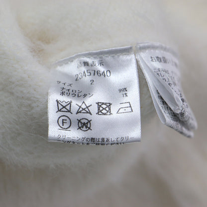 パールボタン フェザー Vネック カーディガン / ニット 長袖 2WAY ドロップショルダー コンパクト