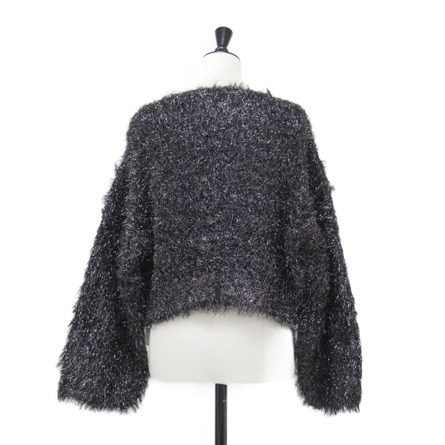 24秋冬 ショート ラメニット / PERMANENT プルオーバー 長袖 クルーネック ボリュームスリーブ