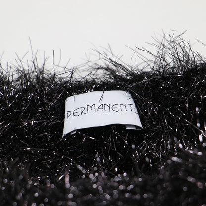 24秋冬 ショート ラメニット / PERMANENT プルオーバー 長袖 クルーネック ボリュームスリーブ