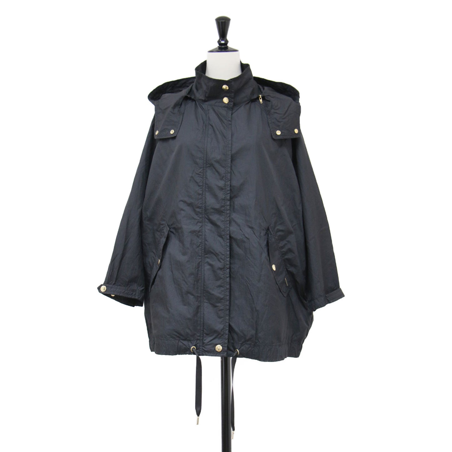 21春夏 アノラックパーカー / ANORAK ナイロンブルゾン ミディ丈 フーディ スタンドカラー 長袖 ラグラン ドルマンスリーブ ドローコード