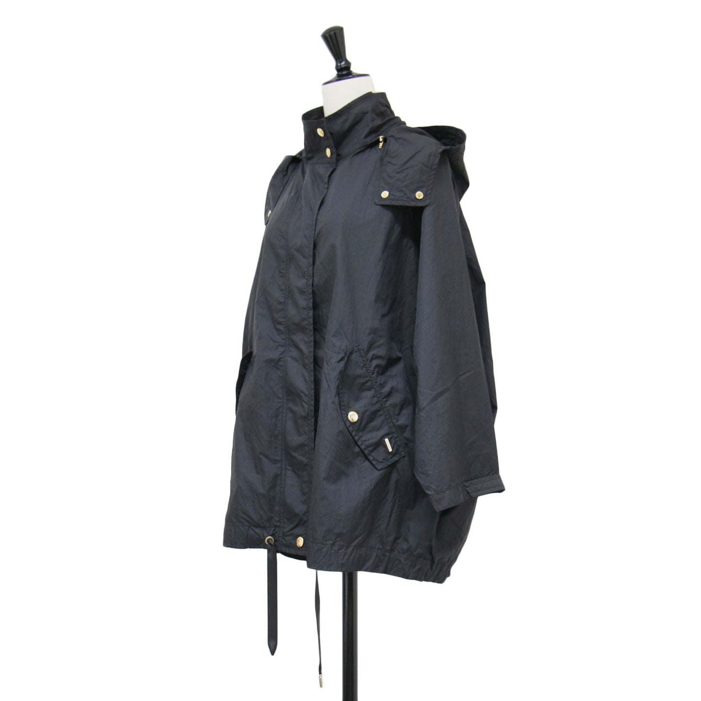 21春夏 アノラックパーカー / ANORAK ナイロンブルゾン ミディ丈 フーディ スタンドカラー 長袖 ラグラン ドルマンスリーブ ドローコード
