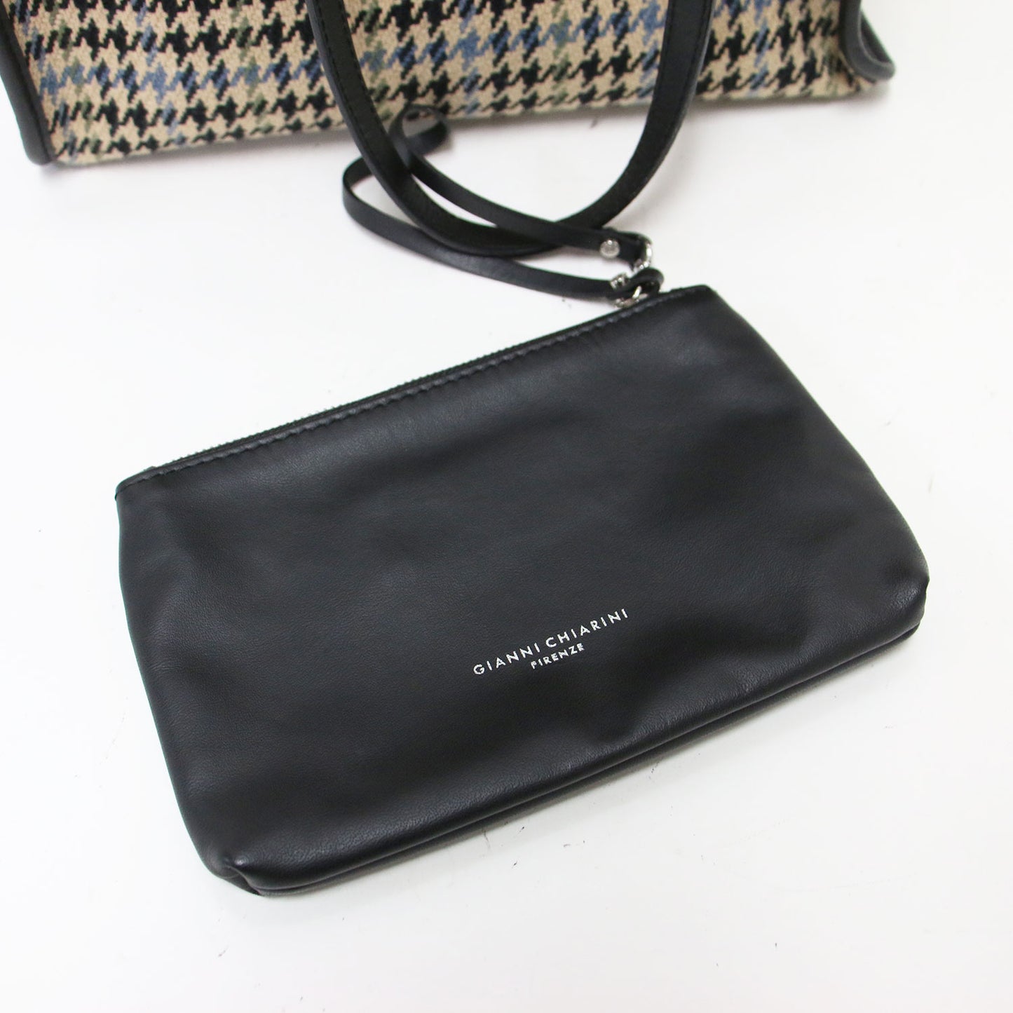 マルチェッラ チェック柄 トートバッグ / MARCELLA ハンドバッグ ポーチ付き 肩掛け ウール レザー