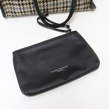 マルチェッラ チェック柄 トートバッグ / MARCELLA ハンドバッグ ポーチ付き 肩掛け ウール レザー